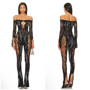 Poster Girl Adella Jumpsuit Shapewear Off The Shoulder Jumpsuit in Black